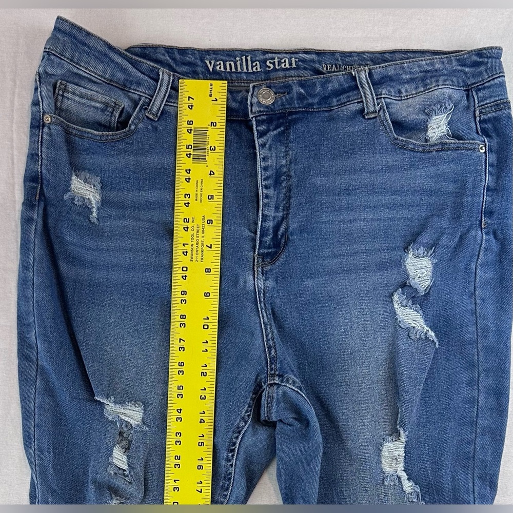 Vanilla Starโ Women's Distressed Blue Jeans - Picture 7 of 14